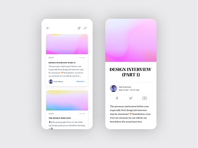 Blog post | Gradients lover app article blog blog post blogger branding cms design gradient gradients magazine minimal mobile mock up ui