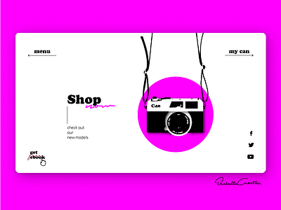 Cam Shop cam cam newton camer colours design desktop ecommerce minimal mock up pink product shop simple typo ui vibrant web webside website