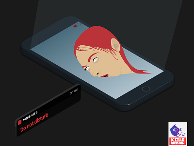 Do not disturb design devil girl illustration message mobile phone vector