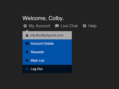 Account Details Dropdown account account details blue dropdown dropdown menu menu nav navigation ui ux