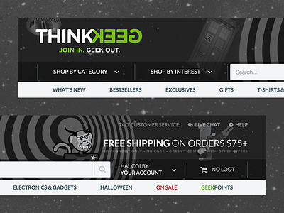 ThinkGeek X Twilight Zone ecommerce halloween shopping theme thinkgeek twilight zone ux website