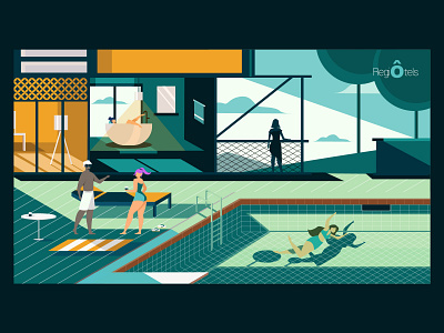 To RegiÔtels | Company Wallpaper bathtub design draw drawing hotel illustration pool summer sun vector