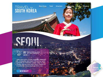 Travel to South Korea Part 1 asia gradient travel ui ux uxdesigner web webdesign wireframe