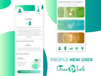 Profile New User Citizen Earth app app dashboard app design ecology green app icon ui ux ux design vector wireframe