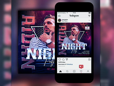 Night party flyer template night party banner night party flyer social media template