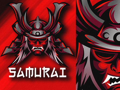 samurai logo mascot design design app designer flat illustration illustrator logo logo design logomascot logos logotype sale samurai samurai jack tshirt tshirt design