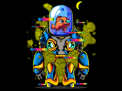 fish robot design flat illustration illustration art illustrator logo planet robotic sketch skull tshirt tshirt design vintage