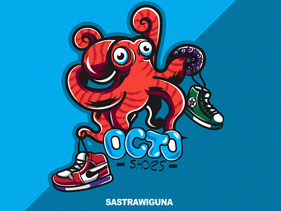 Octopus shoes1 design flat illustration illustrator logo mascotlogo skull tshirt tshirt design vintage