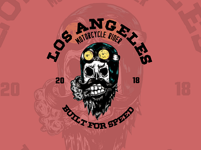 Los Angeles california design illustrator motorcycle sketch skull tshirt tshirt design vintage