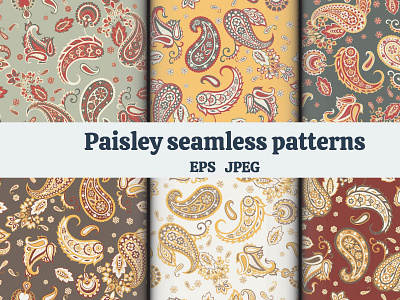 Paisley patterns set fabric floral pattern paisley paisley pattern seamless pattern textile pattern vector