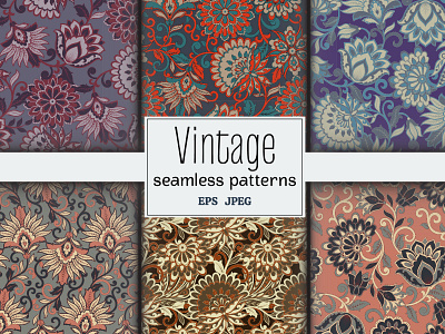 Vintage seamless patterns set