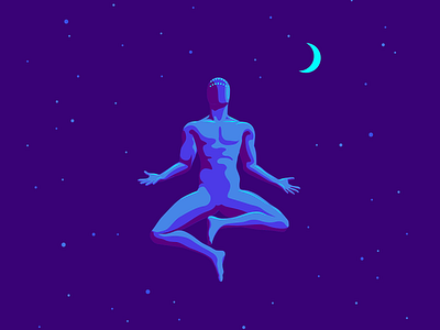 Meditation animation debut first post first shot firstshot gif hello dribbble hellodribbble illustration meditation night vector