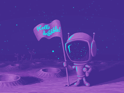Hello dribbble! after effects aftereffects animation art artwork astronaut debut design hand drawn hello hello dribbble hello dribble hellodribbble illustration photoshop space spaceman tablet