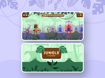 Jungle & Microbes — Mobile Game character flat game game concept game interface game location illustration jungle location mobile design mobile game mobile interface ui