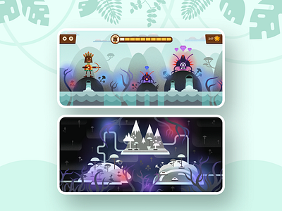 Jungle & Microbes — Mobile Game adobe illustrator character concept figma flat game game concept game interface game location illustration jungle location mobile design mobile game mobile ui ui