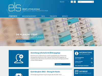 ELS Screendesign website homepage screendesign school ui vocational school clean flat