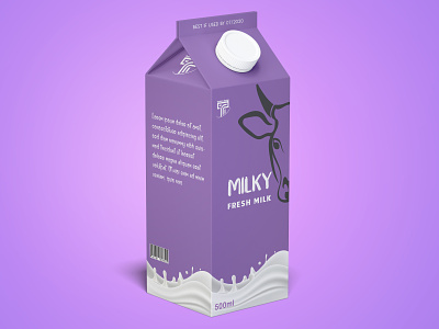 Milk Tetrapack 500ml adobe illustrator barcode cow design logo milk milk splash milka milky package packaging design purple splash tetrapack tetrapack design white