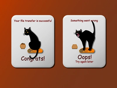 Daily UI - Success/Error Messages affinitydesigner black black white blackcat cat cat food congats dailui daily 100 challenge daily ui 011 dailyui011 error flashmessage food graphic design happy cat illustration success succsess ui kit