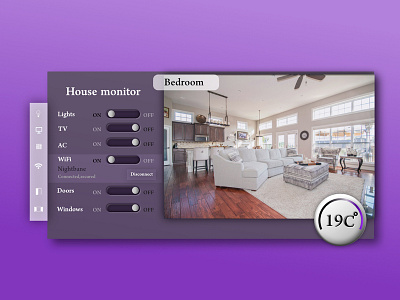 Daily Ui #021 Home Monitoring Dashboard bedroom daily 100 challenge daily ui 21 dailyui21 dashboard doors home home app house monitor purple windows