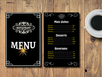 Daily UI #043 - Food/Drink Menu affinity designer beverages black and white coffe daily challange daily ui 043 daily ui 43 desserts drinks food food and beverage food and drink food app main dishes menu menu card restaurant restaurant app restaurant menu ui