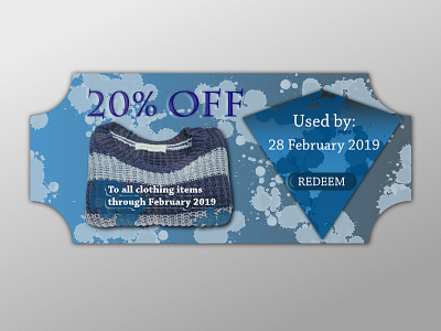 Daily UI #61 - Redeem Coupon1 20 20 off 2019 trend affinity designer blue clothes coupon coupon code coupons daily 100 daily 100 challenge daily ui 61 dailyui61 diamond february off percent redeem redeem coupon ui design