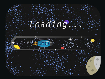 Daily UI #76 - Loading... affinity designer bar daily 100 challenge daily ui 76 dailyui 76 galaxy loading loading bar loading icon loading page moon planet planets rocket ships space space ship stars sun ui design