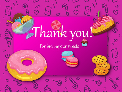 Daily UI #77 - Thank You affinity designer cakes candy card cookies daily 100 daily 100 challenge daily ui 77 dailyui 77 doughnut gift gift card giftcard ice cream lolipop macaroons sweets thank you thank you gift ui design