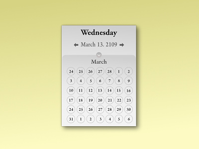 Daily UI 80 - Date Picker affinity designer daily 100 challenge daily ui 80 dailyui 80 date date picker date selector gray march months picker ui design yellow