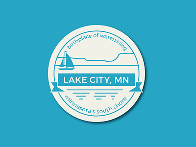 Lake City Minnesota Sticker blue boat graphic design lake city midwest minnesota montserrat sailboat sticker sticker design typography water weekly challenge weeklywarmup