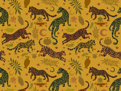 Tyger Hero Pattern illustration pattern print surface design tiger vector
