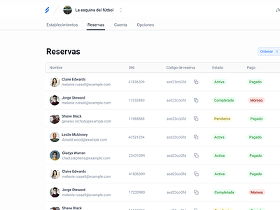Reservations Table design table ui ux