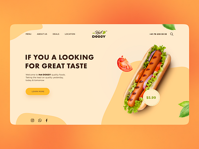 Hot Doggy! concept daily ui design dribbble figma homepage hot dog hotdog illu illustration landing page logo photoshop ui ui design uiux ux ux design website