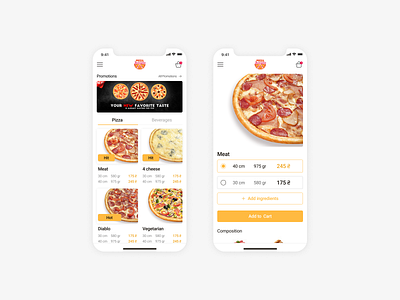 Pizza app adobe xd app app design art branding design figma landing page ui ux web design