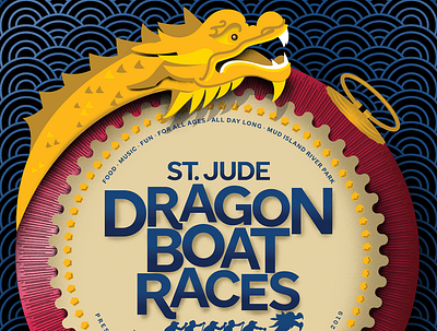 St. Jude Dragon Boat Races design illustration memphis poster