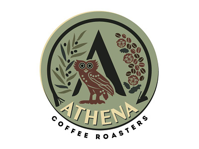 Athena Coffee Roasters branding design illustration logo