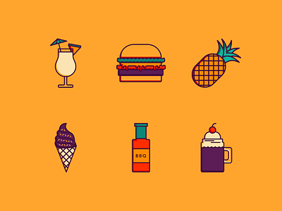 ICON THERAPY - food set graphic design icon design icon set icon therapy icons summer icons vector