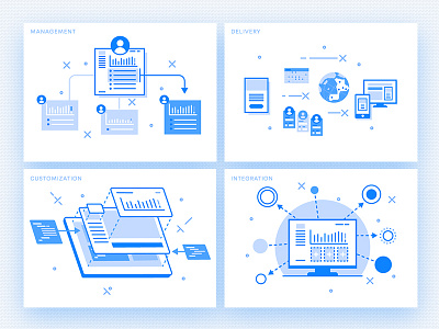 Features Illustrations blue features illustrations landing page line technical