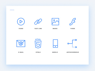 Icons blue file format icons landing page lineart simple
