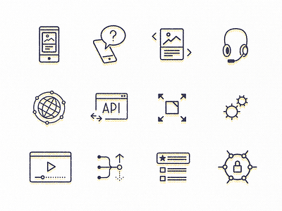 Web Icons icons icons design icons set line line art print web yellow