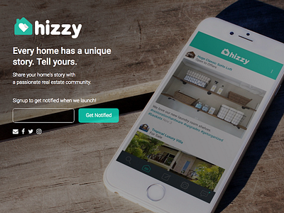 Hizzy Real Estate App Teaser Page branding design marketing mobile real estate responsive ui ux