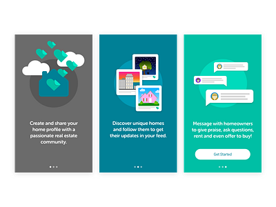 Hizzy Intro Screens app design illustration intro onboarding real estate ui ux