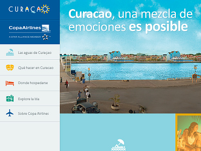 Curacao microsite copa airlines curacao flat design website