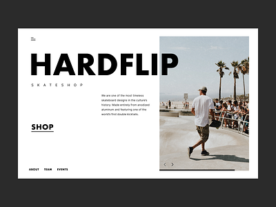 Hardflip Skate Shop branding header hero home landing page minimal skate typogaphy ui ux website