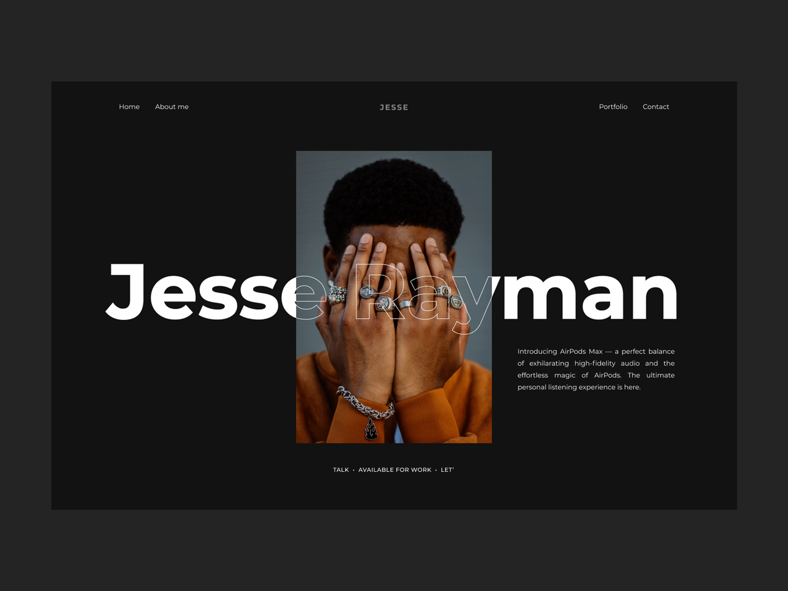 Jesse Rayman — Home branding design header hero home landing page minimal ui ux webflow