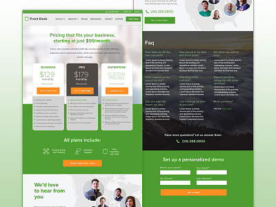 Front Desk pricing page b2b pricing pricing page web