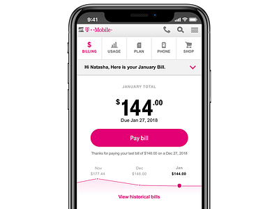 T-Mobile New Digital Bill bill billing digital bill magenta pay t mobile