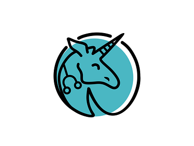 Unicorn logo concept in the form of circle, suitable for healt