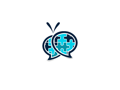 Chat puzzle logo design premium
