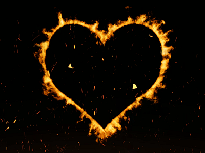 Love heart valentine Fire background video motion premium