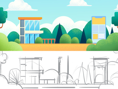 民宿 design flat illustration website